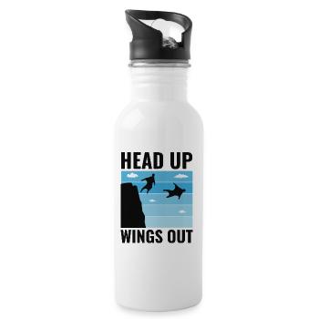 Wingsuit fliegen Base Jumping Fallschirmspringen Wingsuiting - Trinkflasche mit integriertem Trinkhalm - Weiß - Rechts