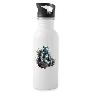 Astronaut overgrown with plants - Surreal - Water bottle with straw - white - Right