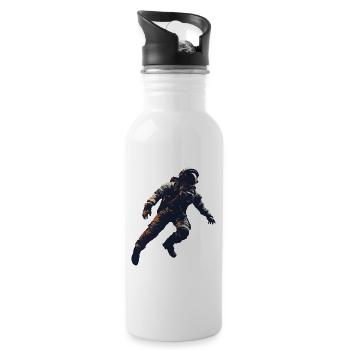 Floating Astronaut Silhouette Weightlessness - Water bottle with straw - white - Right