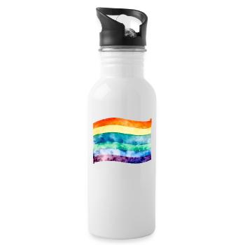 LGBT-Flagge - Trinkflasche mit integriertem Trinkhalm - Weiß - Rechts