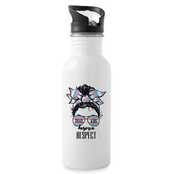 Trans Kids Deserve Respect LGBTQ Pride - Water bottle with straw - white - Right