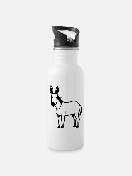 âne - Gourde avec paille intégrée - blanc