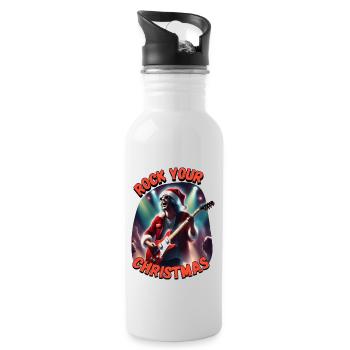 Rock Xmas 2 - Water bottle with straw - white - Right