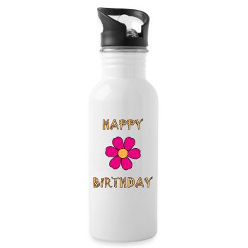 HAPPY BIRTHDAY. JOYEUX ANNIVERSAIRE. ANNIVERSAIRE. - Gourde avec paille intégrée - blanc - Droite