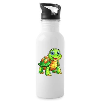 Mega Cute Turtle - Water bottle with straw - white - Right