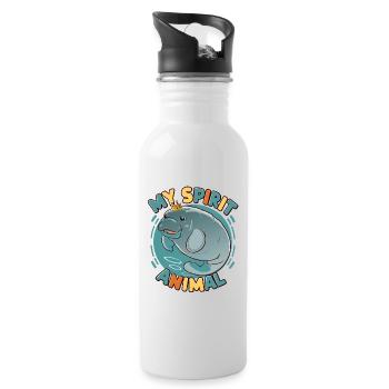 Dugong mein Spirit Animal ich liebe Manatees - Trinkflasche mit integriertem Trinkhalm - Weiß - Rechts
