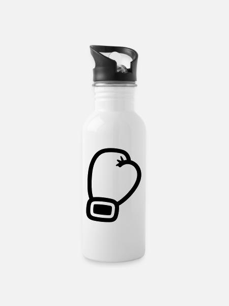 Boxhandschuh - Trinkflasche mit integriertem Trinkhalm - Weiß