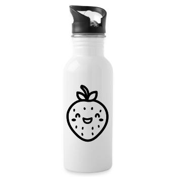strawberry - Water bottle with straw - white - Right