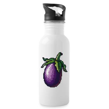 Eggplant Pixel Icon - Water bottle with straw - white - Right