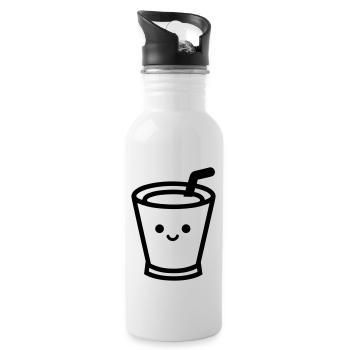 Kaffeebecher - Trinkflasche mit integriertem Trinkhalm - Weiß - Rechts