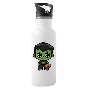 Zombie Halloween Cute Comic - Water bottle with straw - white - Right