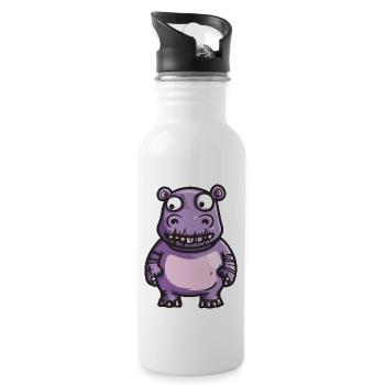 Nilpferd Halloween Comic Lustig - Trinkflasche mit integriertem Trinkhalm - Weiß - Rechts