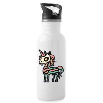 Licorne Halloween Bande dessinée drôle - Gourde avec paille intégrée - blanc - Droite
