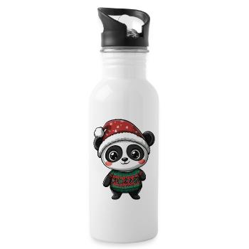 Noël Panda - Gourde avec paille intégrée - blanc - Droite
