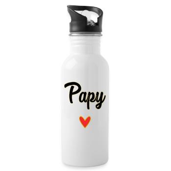 PAPY. PAPA. FÊTE DES PÈRES. BONNE FÊTE PAPA - Gourde avec paille intégrée - blanc - Droite