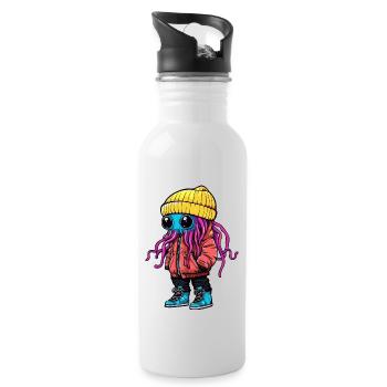 Qualle Fashion Winter - Trinkflasche mit integriertem Trinkhalm - Weiß - Rechts