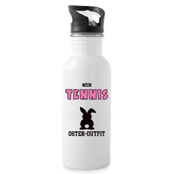 Tennis Oster Outfit Ostergeschenk Tennisspielerin - Trinkflasche mit integriertem Trinkhalm - Weiß - Rechts