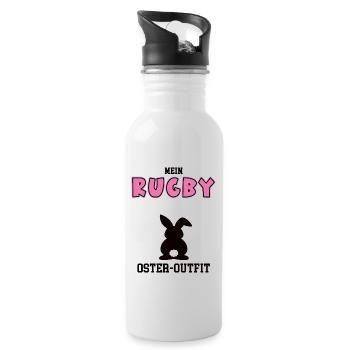 Rugby Oster Outfit Ostergeschenk Rugbyspielerin - Trinkflasche mit integriertem Trinkhalm - Weiß - Rechts