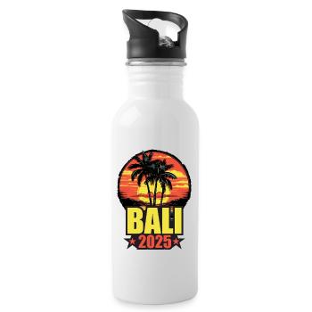 Bali 2025 Holiday Palm Trees Colorful - Water bottle with straw - white - Right