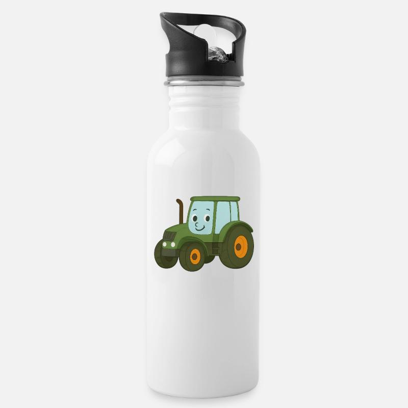 Tractor - Water bottle with straw - white
