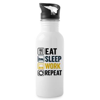 Eat Sleep Work Repeat Icons - Water bottle with straw - white - Right