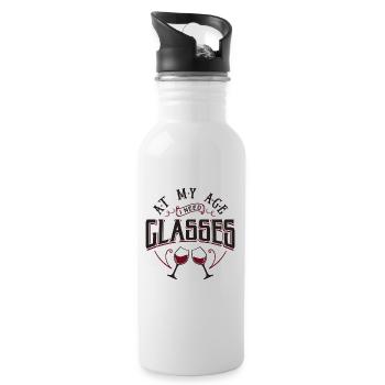 À mon âge j'ai besoin de cadeau de verres - Gourde avec paille intégrée - blanc - Droite
