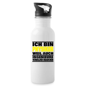 lustiger Spruch Physiker Abschluss Geschenk Idee - Trinkflasche mit integriertem Trinkhalm - Weiß - Rechts