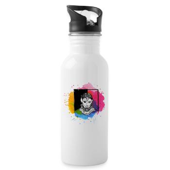 Femals cyborg with paint splatter - Water bottle with straw - white - Right