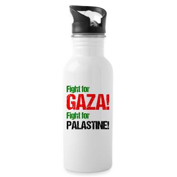 Fight for Palestine Gift Idea Shirt Gaza - Water bottle with straw - white - Right