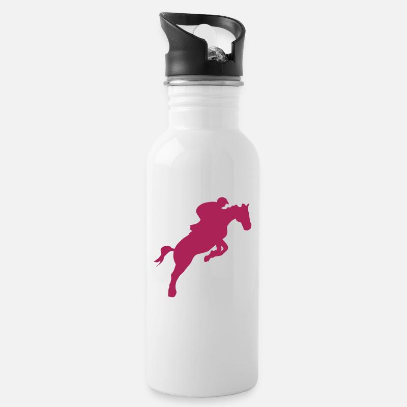 Springpferd springen Springpferd springen - Trinkflasche mit integriertem Trinkhalm - Weiß