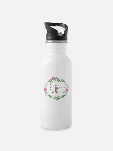 Mikey Affe - Trinkflasche mit integriertem Trinkhalm - Weiß