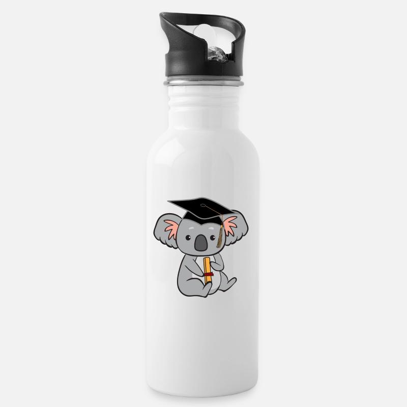 Koala avec diplôme - Gourde avec paille intégrée - blanc