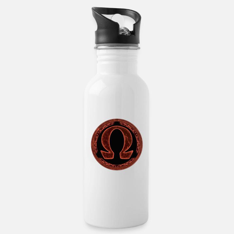 symbole Omega - Gourde avec paille intégrée - blanc