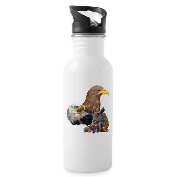 Pigargos und Eule - Trinkflasche mit integriertem Trinkhalm - Weiß - Rechts