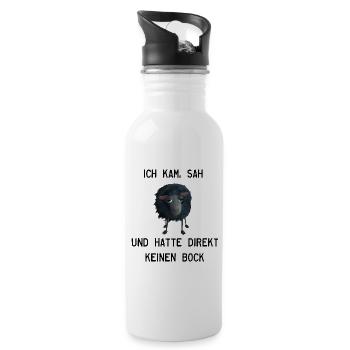 Schaf - Ich kam sah und hatte keinen Bock mehr - Trinkflasche mit integriertem Trinkhalm - Weiß - Rechts