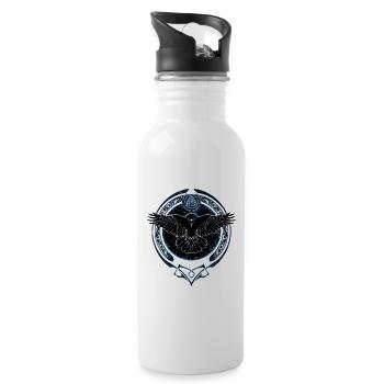 Valknut Rabe - Trinkflasche mit integriertem Trinkhalm - Weiß - Rechts