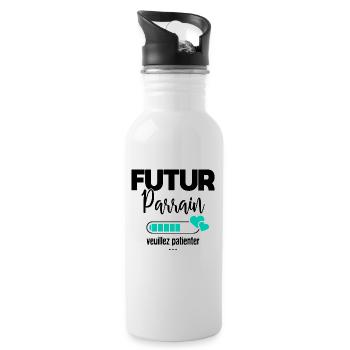 Futur parrain veuillez patienter - Gourde avec paille intégrée - blanc - Droite