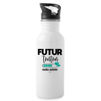 Futur tonton veuillez patienter - Gourde avec paille intégrée - blanc - Droite