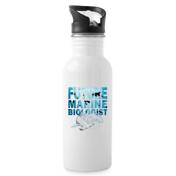 Hammerhai Weißspitzenriffhai - Trinkflasche mit integriertem Trinkhalm - Weiß - Rechts