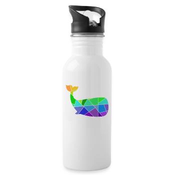 Whale Colorful Geometric Figures - Water bottle with straw - white - Right