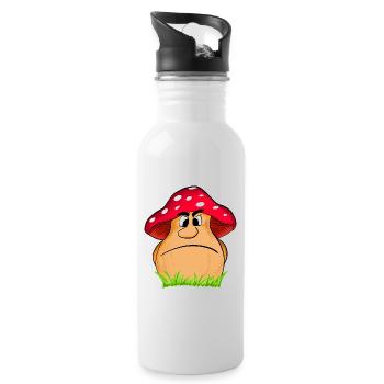 Angry Mushroom - Trinkflasche mit integriertem Trinkhalm - Weiß - Rechts