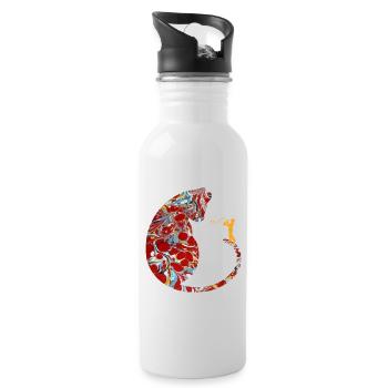 cat with saxophone e 251 - Water bottle with straw - white - Right
