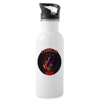 Hot Chilli: Ich mag es scharf - Trinkflasche mit integriertem Trinkhalm - Weiß - Rechts
