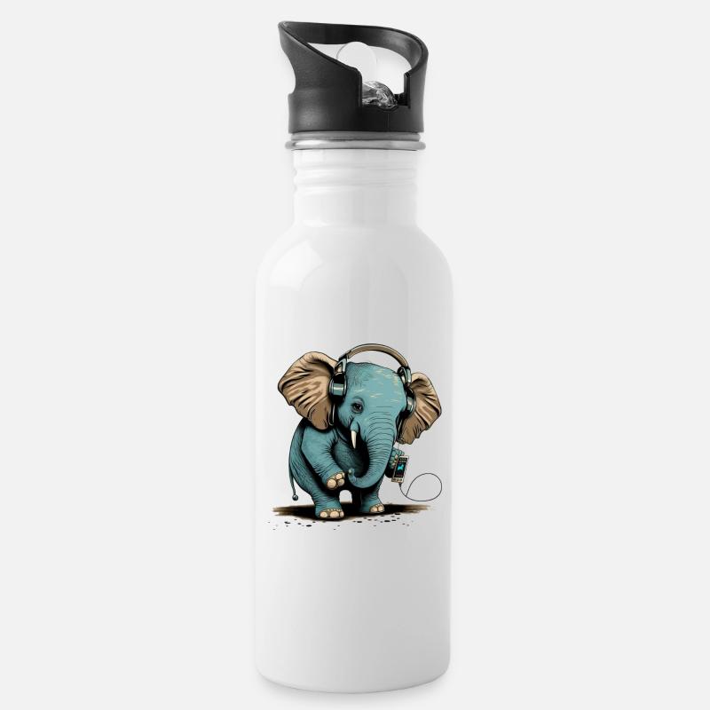 elephant headphones - Trinkflasche mit integriertem Trinkhalm - Weiß