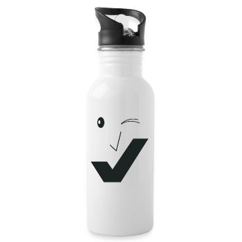 Feines Lächeln - Feines Gesicht C02 - Trinkflasche mit integriertem Trinkhalm - Weiß - Rechts