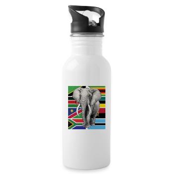 Elefant Flaggen Afrikas - Trinkflasche mit integriertem Trinkhalm - Weiß - Rechts