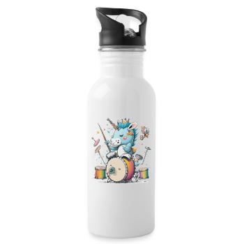 Batteur Licorne - Gourde avec paille intégrée - blanc - Droite