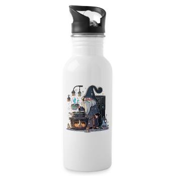 Der Meisterkoch-Zauberer - Trinkflasche mit integriertem Trinkhalm - Weiß - Rechts