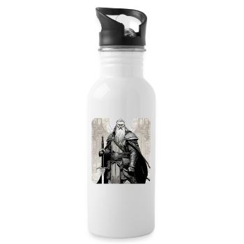 Stolzer Wikinger mit Hörner Helm nordisch - Trinkflasche mit integriertem Trinkhalm - Weiß - Rechts