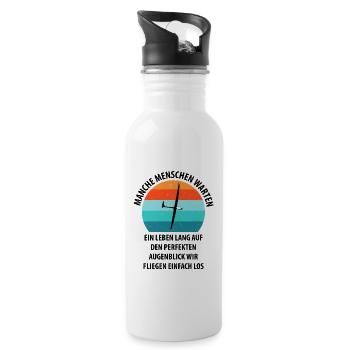 Segelflieger Segelfliegen Segelflugzeug Fliegen - Trinkflasche mit integriertem Trinkhalm - Weiß - Rechts